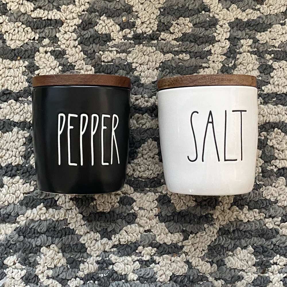 Rae Dunn SALT & PEPPER Canisters with Wooden Lid